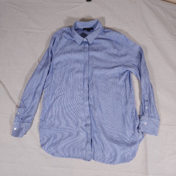 Banana Republic Parker Tunic Fit Hidden Button Shirt Womens Medium Striped - Picture 13 of 16